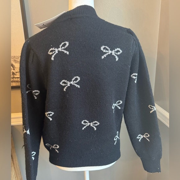 NWT Nanette Lepore Sweater Womens Bows Black Pullover Small - Picture 5 of 8